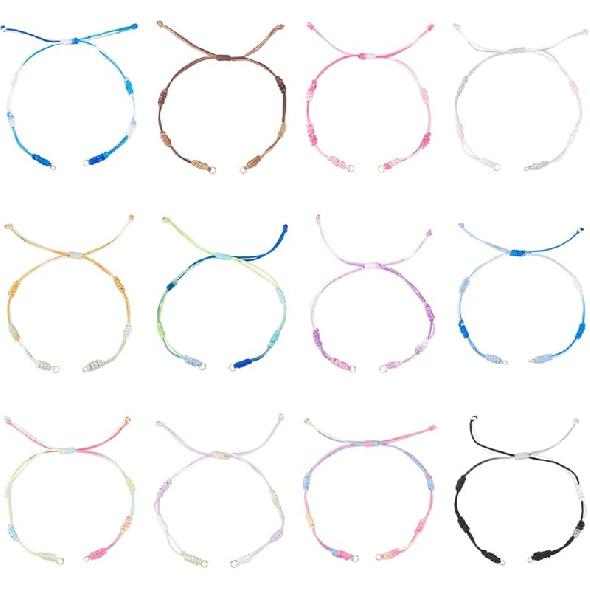 

UNICRAFTALE 12Pcs 12 Colors Adjustable Braided Cord Bracelets Cords Rope Nylon Thread Woven Braided Bracelets for DIY Friendship Bracelet Jewelry 12 Colors