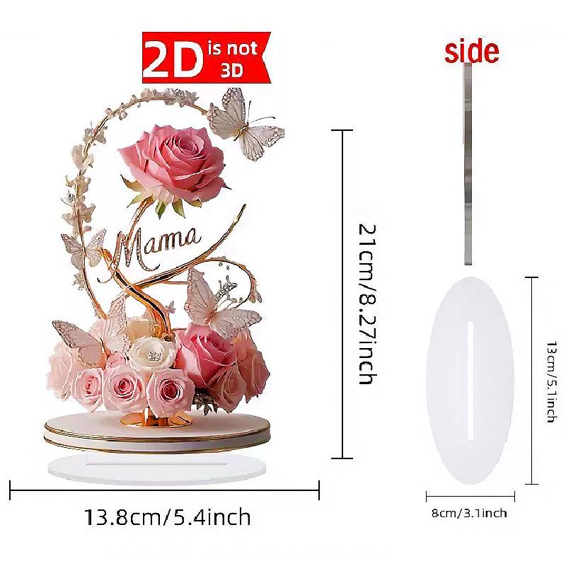 1Set Delicate Patterns Warm Atmosphere 2D Flat Mother's Day Ornament Living Rooms Acrylic Decorative Grateful Holiday Gifts