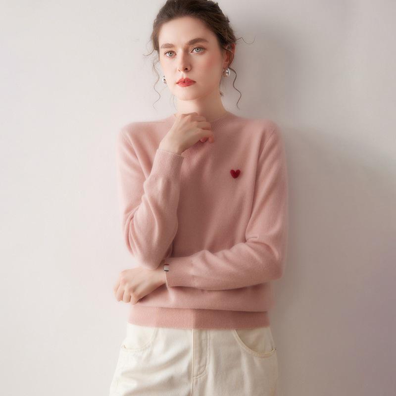 Women's 100% Cashmere Loose Round Neck Pullover: High-Quality, Soft Knit Base Layer Sweater for Autumn/Winter