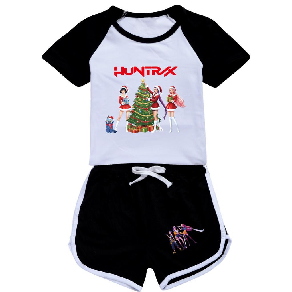 5085 Kids Girls Christmas POP Rumi Zoey Mira Print T-shirt Shorts Sport Tracksuit Clothes Set