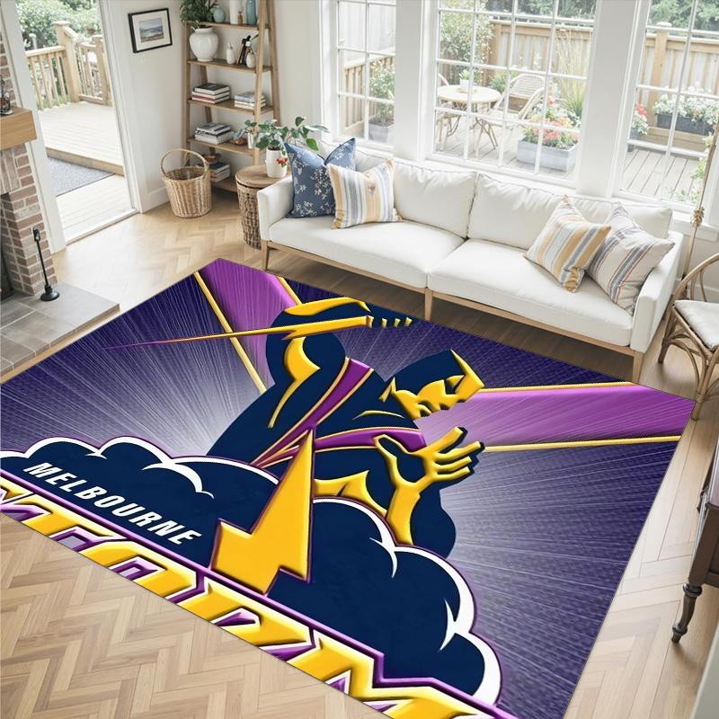 Melbourne Storm Design Crystal Velvet Carpet Cozy Non?Slip Printed Rug For Bedroom Living Room Entrance
