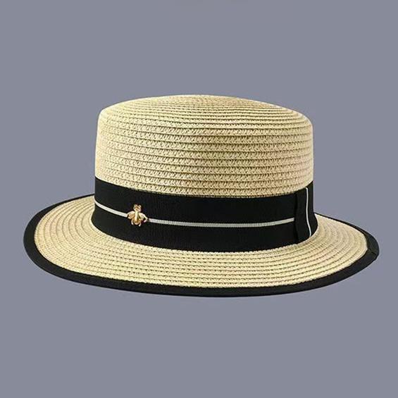 Fashion straw hat women's beach seaside vacation straw hat sun hat sun protection sun hat top hat new flat top hat