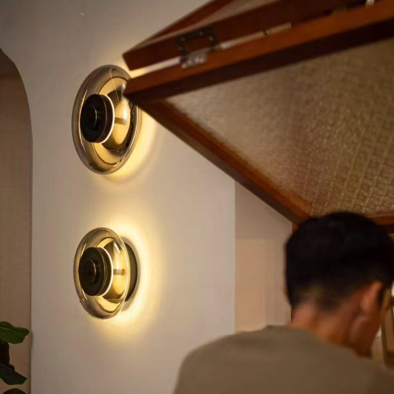 Designer Glass Wall Lamp Led Black Gold Decorative Sconce For Living Room Bedroom Corridor Bedside Background Copper Wall Light