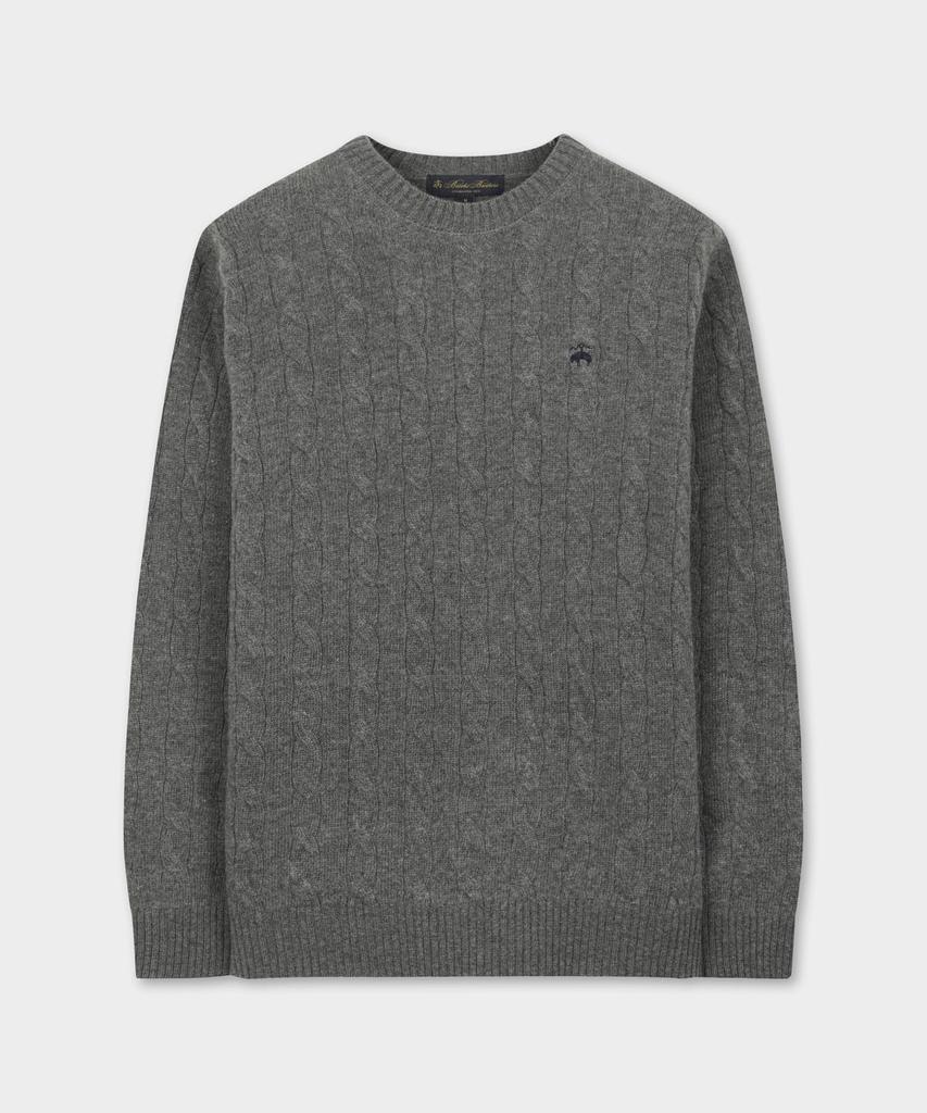 BROOKS BROTHERS Wool Cable Sweater (Grey) (Bbwrmbf401)