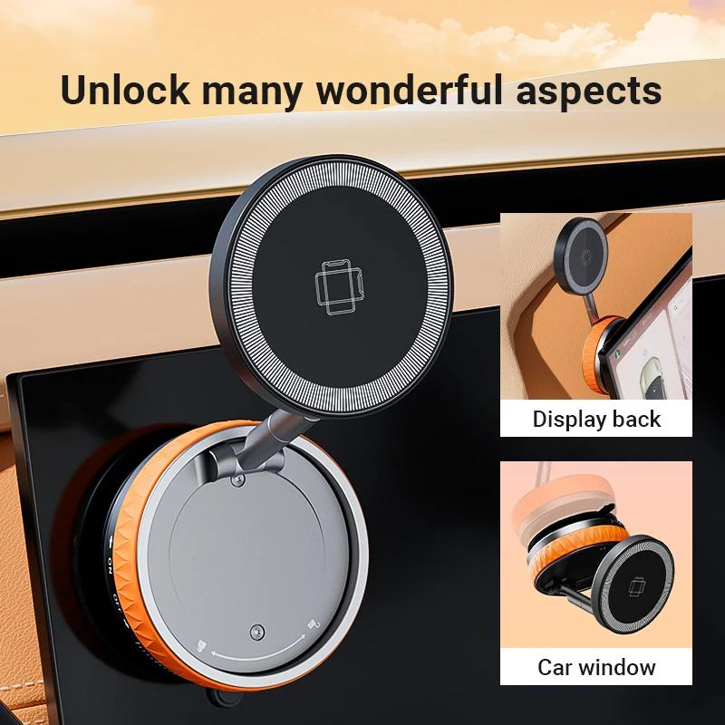 15W Wireless Car Charger Mount,Magnetic Vacuum Suction 360° Rotatable Foldable Portable Multi-Scenario Phone Stand for All Phone