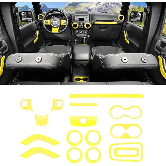 18PCS Full Set Interior Trim Kit For Jeep Wrangler JK JKU 2011-2018 4 Door,Center Console Door Handle Side Outlet Cup Holder Gear Cover Trim (Purple)