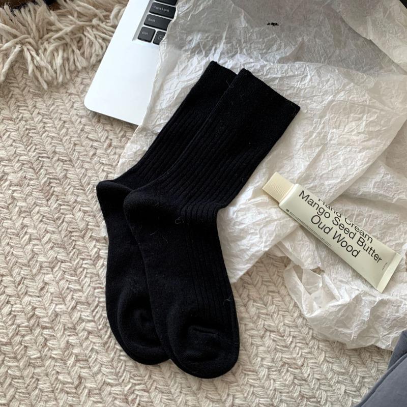 

Женские Новые Осенние Товары Все Виды Повседневные Однотонные Носки-трубы с дымкой 1 pair чёрный