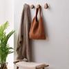 Solid Wood Handle Clothes Hook Coat Hook Wall-Mounted Hook Punch-Free Door Clothes Hanger Pebble Shape Cabinet Door