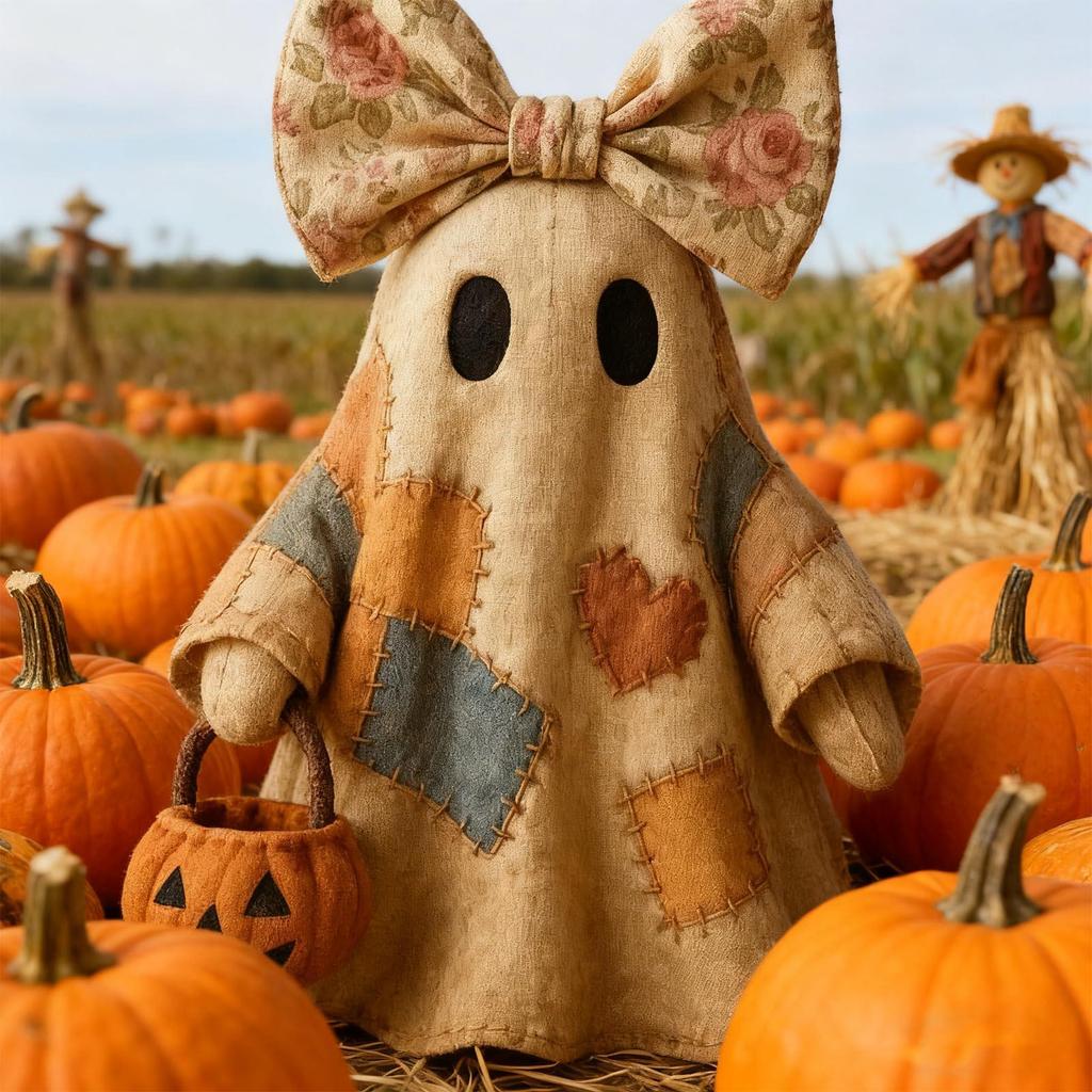 Handmade Patchwork Halloween Decor, Luxurious Wool Ornament