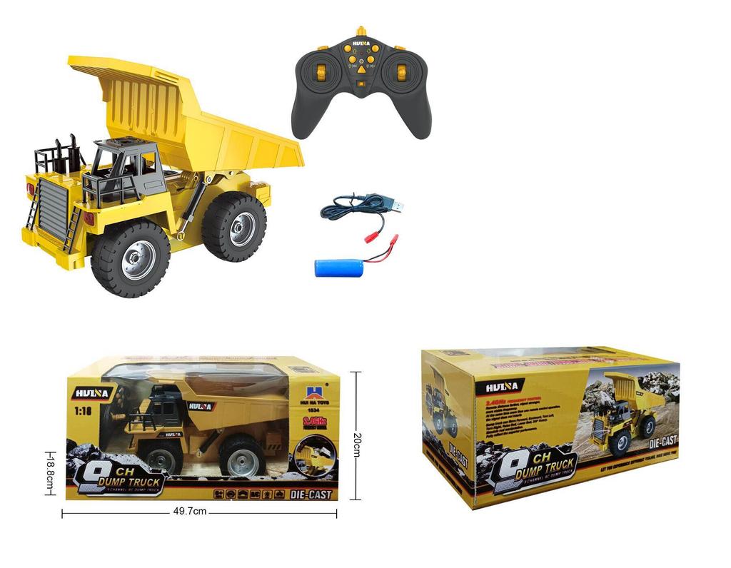 Huina 534 RC Dump Truck 1:18 6CH 2.4G Alloy Remote-Controlled Machine Remote Control RC Trucks Toys for Boys Christmas Gift
