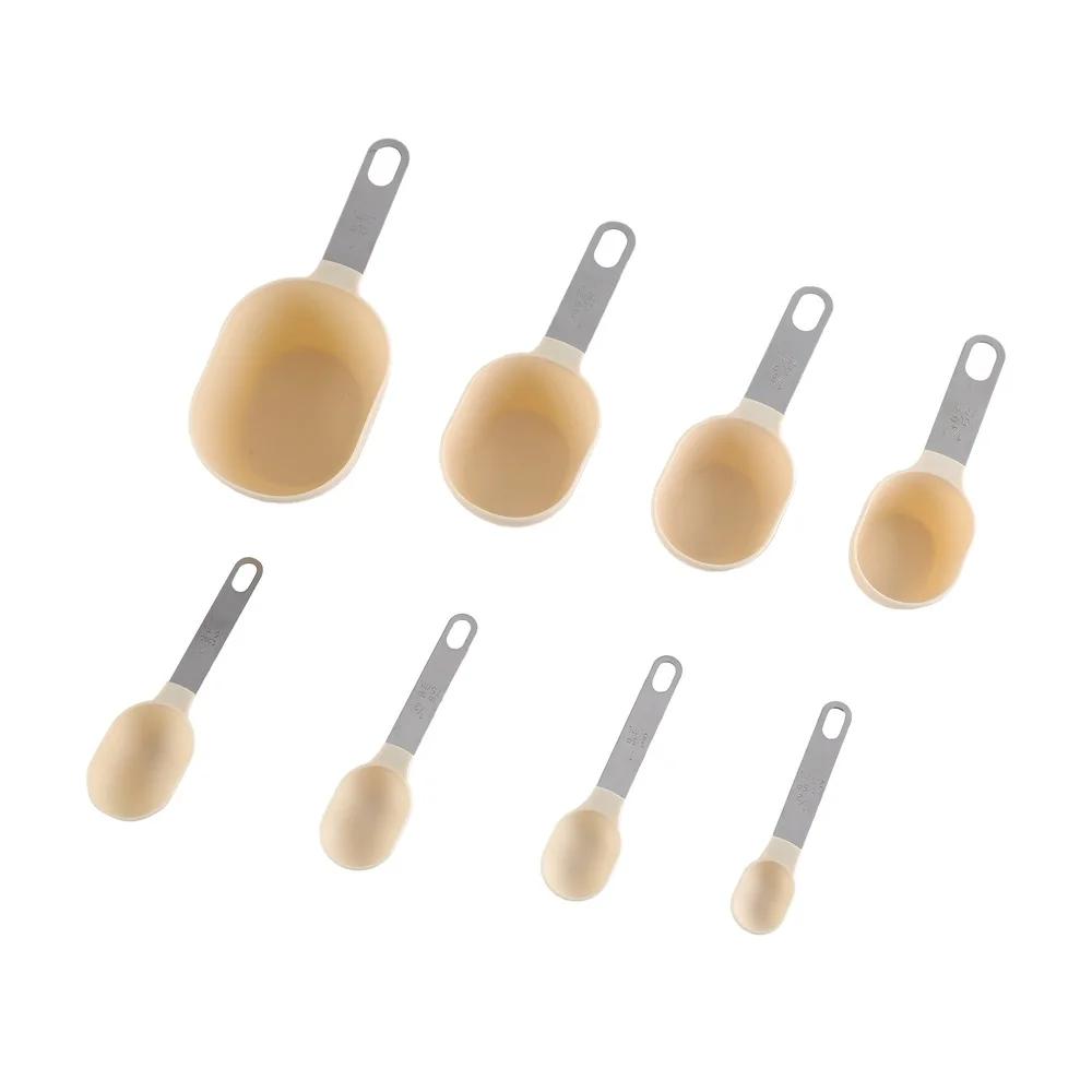 8-Piece Measuring Cup Spoon Set Essential Kitchen Tools Precision Cooking Baking Dishwasher Safe Clear Markings Nesting Design