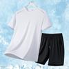 Summer Casual Sports Set Men's Plus Size Men's Ice Silk Short T Five Point Casual Pants Two-piece Set