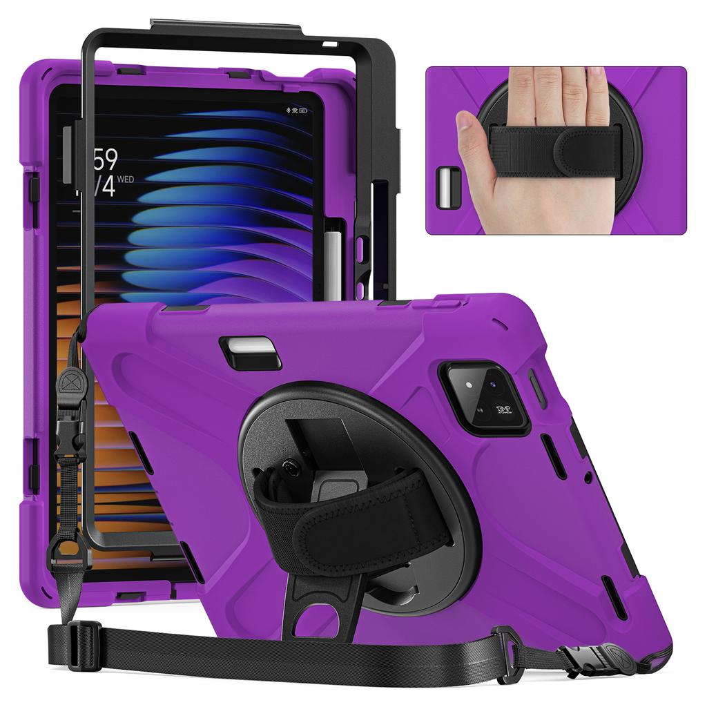 For Xiaomi Pad 8 Pro/Pad 8/Pad 7 Pro/Pad 7 Kickstand Case TPU PC Silicone Tablet Cover with Shoulder Strap
