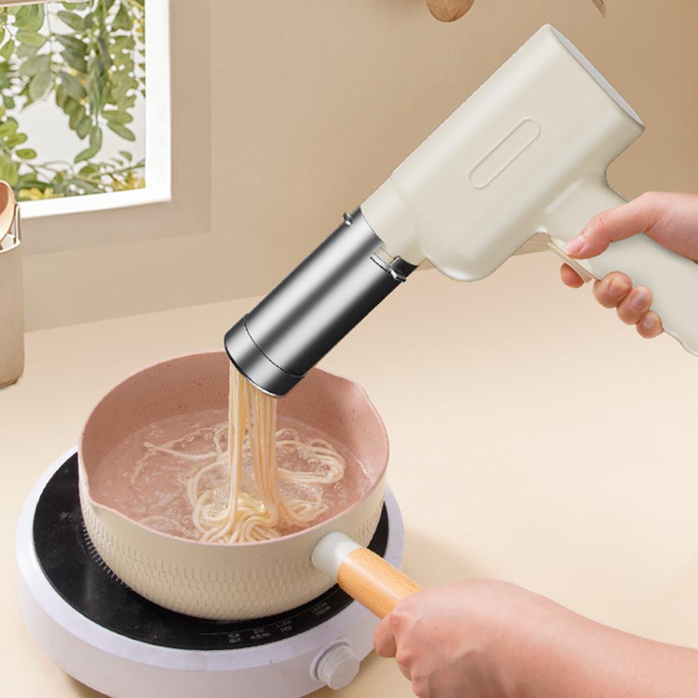 USB Rechargeable Manual Spaghetti Noodles Machine Make Authentic Homemade Noodles Cordless Noodles Maker with 5 Pasta Shapes