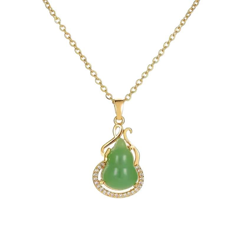 Exquisite High-End Fu Lu Gourd Pendant Necklace for Women - Versatile Clavicle Chain Accessory