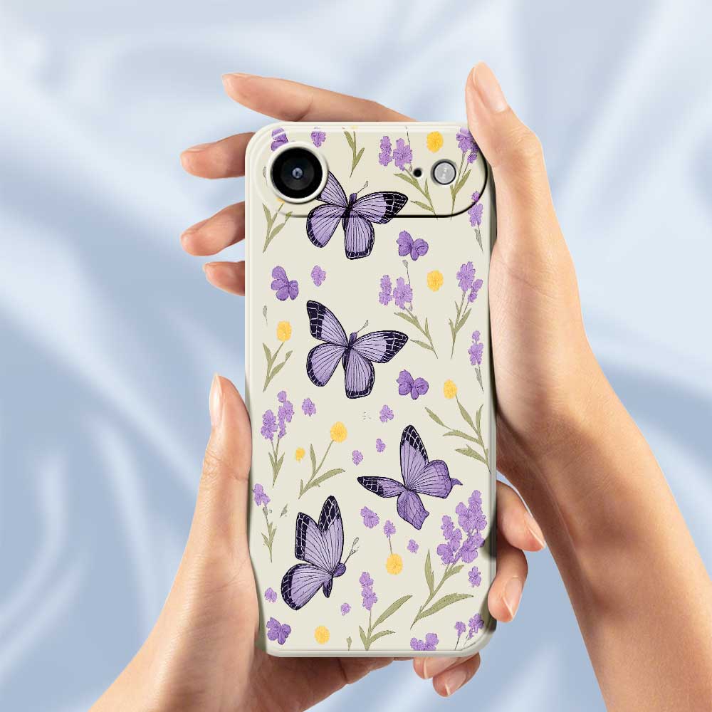 For iPhone 17 Air Case Purple Butterflies Pattern Printing Straight Edge TPU Phone Back Cover