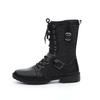 Fashion Men's British-Style Motorcycle Boots Mid-Calf Leather Biker Shoes Trendy All-Season Comfortable Riding Footwear for Urban Men