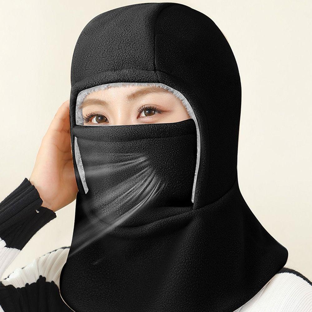 Fashion Solid Color Balaclava Hat Cold Proof with Mask Pullover Hats Windproof Warm Ear Protection Cap Outdoor Sport