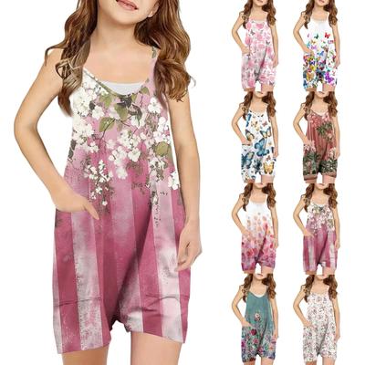 Ärmelloser Mädchen-Romper - Lässiger Jumpsuit mit Spaghettiträgern und Taschen