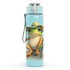 1PZ Rana Verde Foglia Altalena Cartone Animato 750ml Colore Plastica Borraccia Sportiva Tappo Flip con Cannuccia Anti-perdita Adatta per Sport Ufficio Uso Domestico