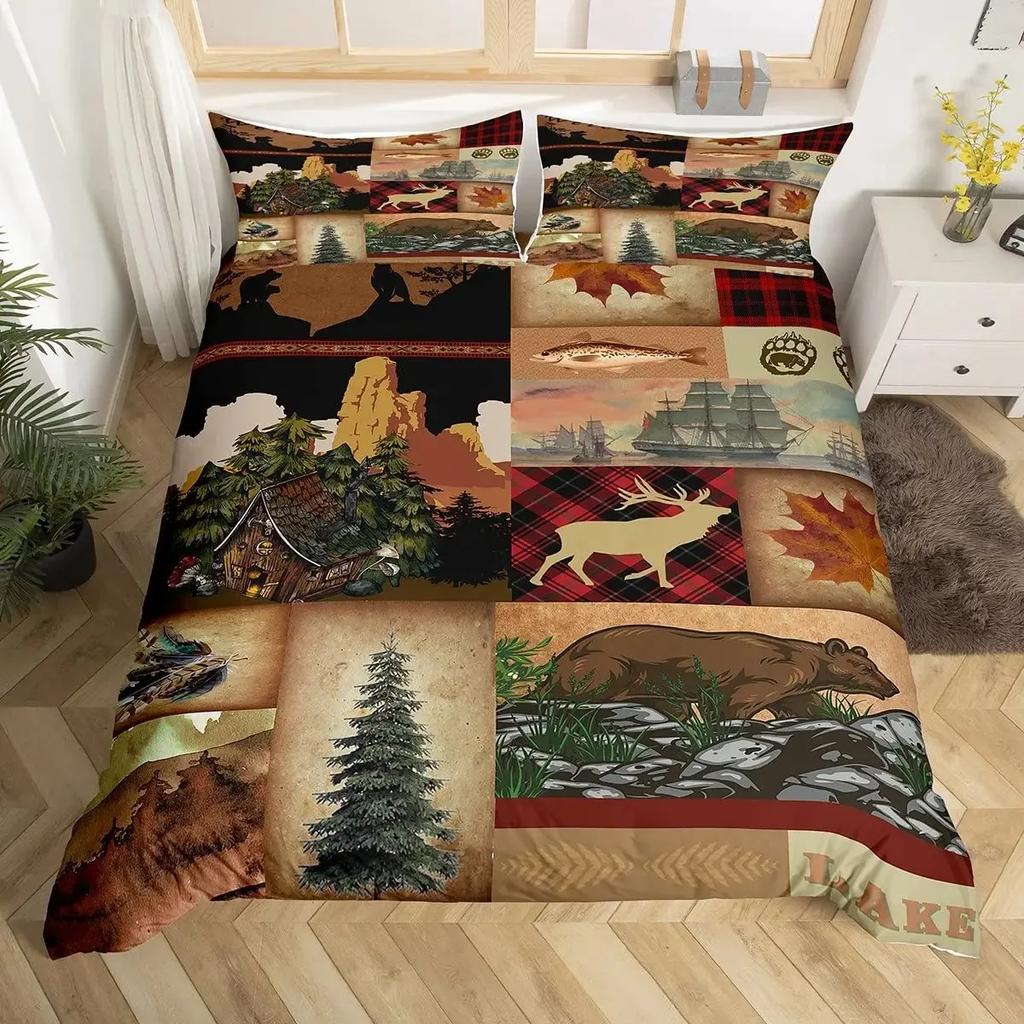 Deer Skull Rose Flowers And Feathers Duvet Cover Set Boho Dreamcatcher Bedding Sets With Floral Skull Head Comforter Cover Set