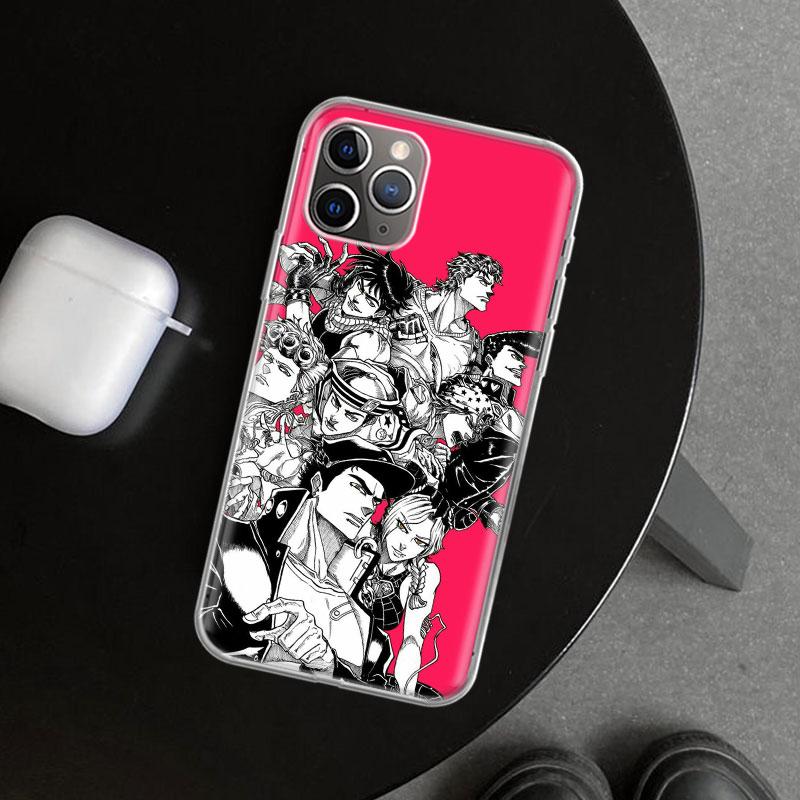 JOJO Anime Cartoon Phone Case Cover For iPhone 11 12 13 Mini 14 15 Plus 16 Pro Max 17 Air 7 8 + SE Art Customized Fundas 11 12 1