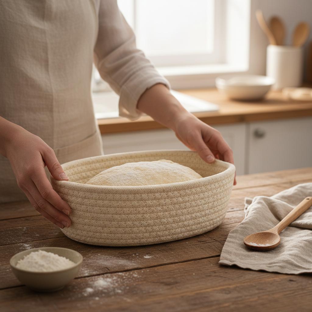 Cotton Rope Woven Bread Proofing Basket European Style Hand-made Storage Basket For Home Baking And Decoration