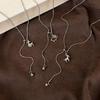 Silver Splicing Pull Asymmetric Sheep Pendant Necklace Long Sweater Chain Anti-Fade Trendy Jewelry for Music Festival Accessory