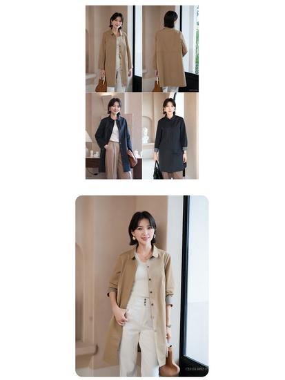 YUN Damen Midilanger Trenchcoat - Lockere Passform, Revers, Einreihig, Lässiger vielseitiger Stil für Frühling und Herbst