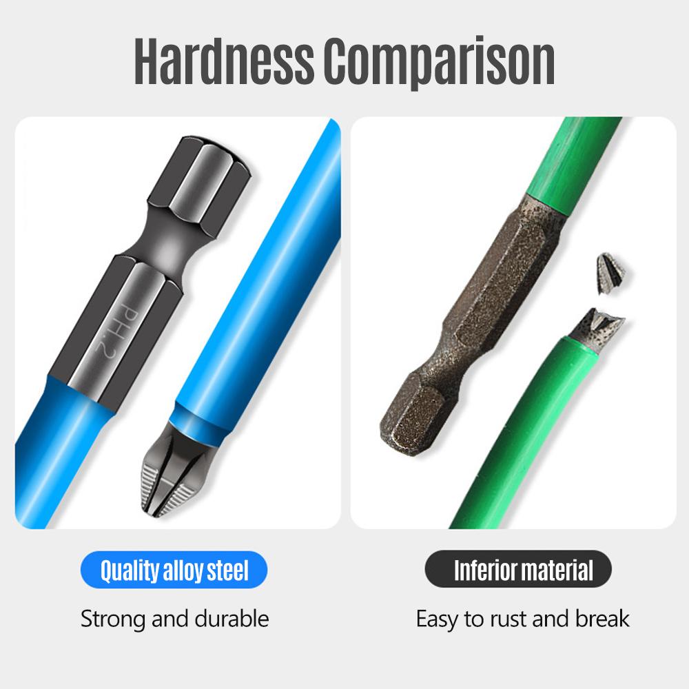 7 Piece Drill Bit Set, PH2 Alloy Steel Bits with Magnet, CNC Anti-Slip Design, Wear-Resistant for Drills, Screwdrivers, Hand Screwdrivers with