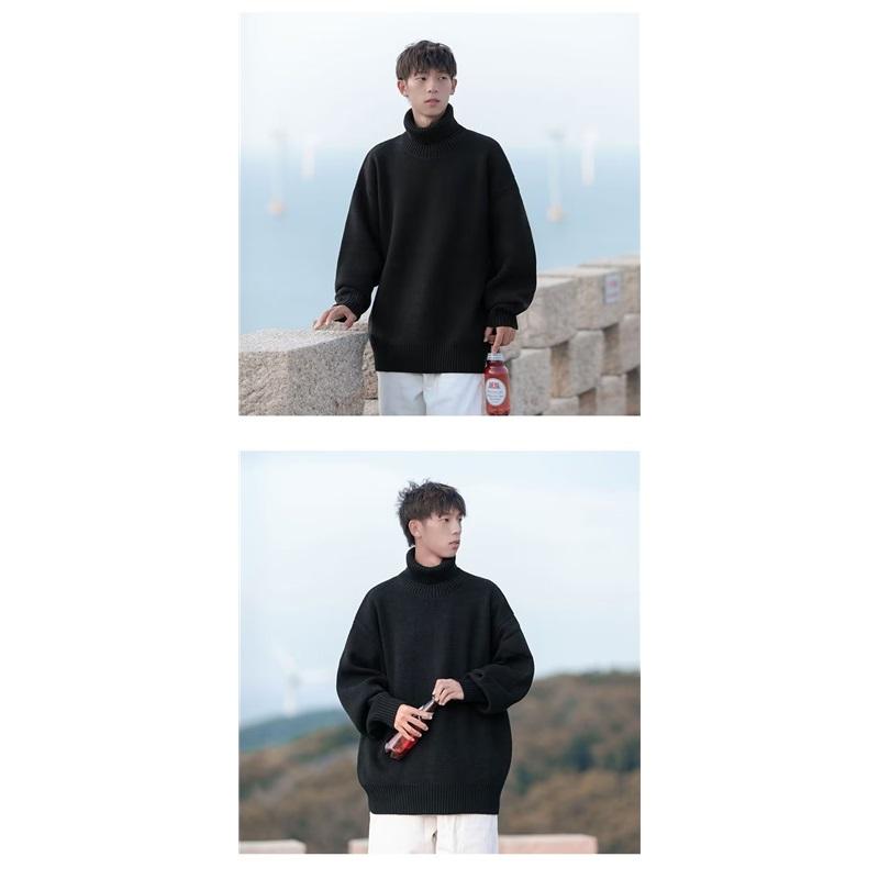 Oversized Turtleneck Knit Sweater For Men Warm Soft Daily Wear Jumper
