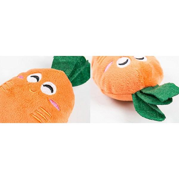 Ding Dong Pet Dog Toy Stuffed Carrot 8 x 16 cm + Banana 7 x 15 cm + Eggplant 6 x 15 cm + Tomato 7 x 10 cm, mixed colors, 1 set