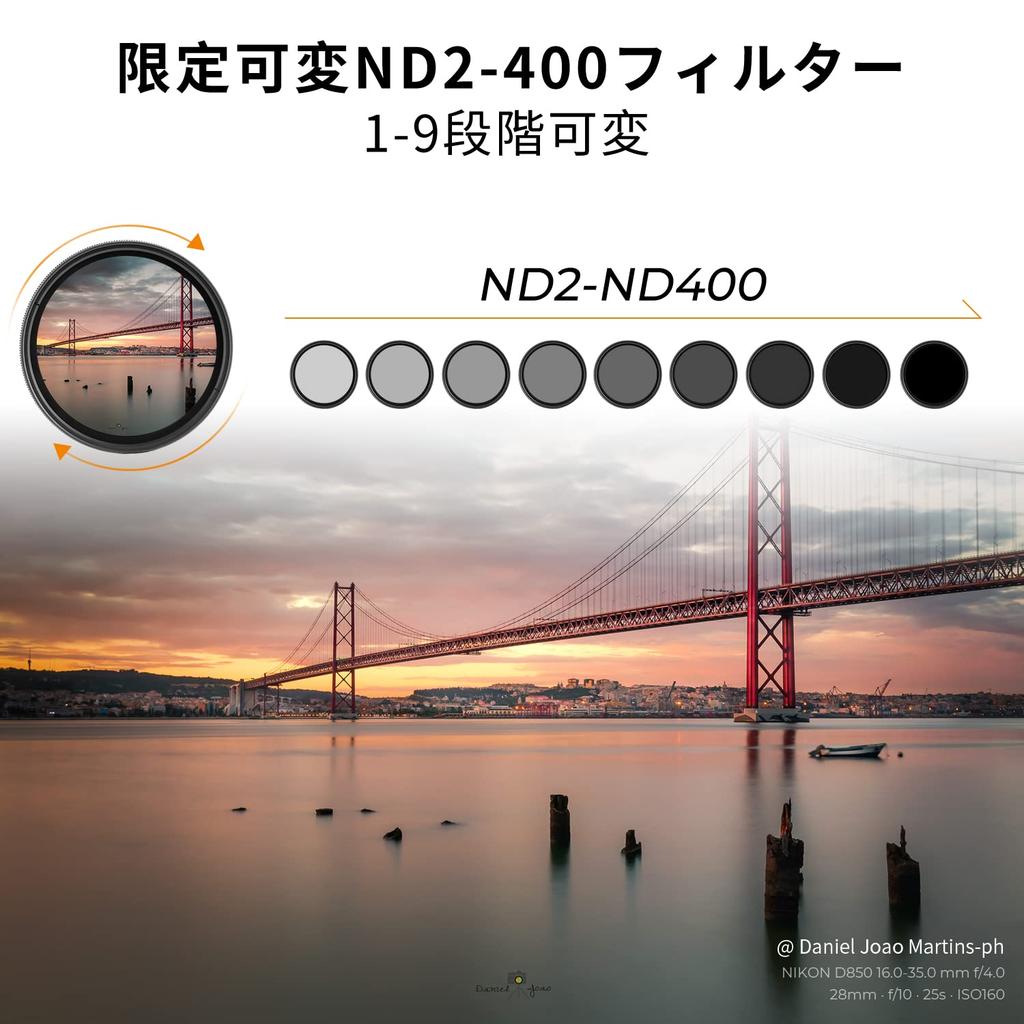 Concept 72mm Variable ND Filter Dedicated Filter Cap Included Japanese AGC Optical Glass 18 Layer Coating Water Repellent Stain Resistant Thin Lens