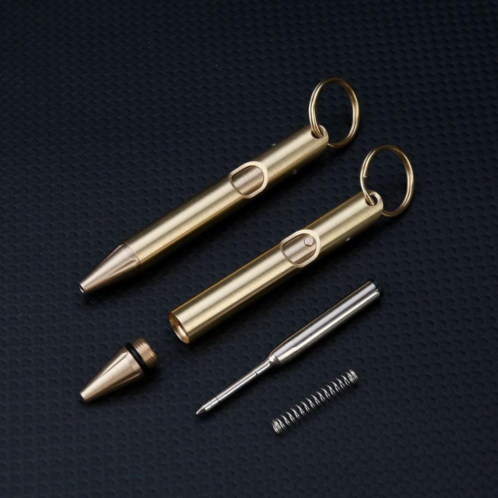 With Keychain Mini Ballpoint Pen Brass Writing Pen New Gel Pen  Outdoor