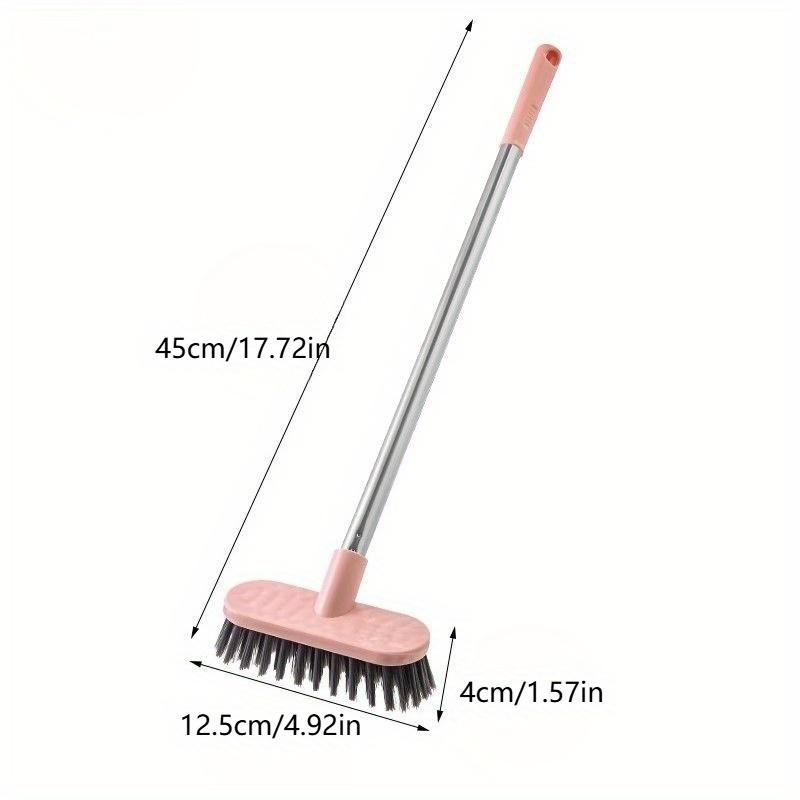 

1pc Long-Handle Hard-Bristle Floor Brush, Plastic Cleaning Tool for Bathroom Tiles and Toilets