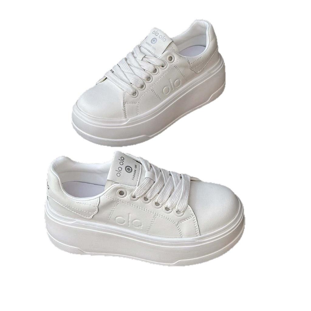 White sneakers women's 2025 spring new platform white shoes ugly cute big head bread shoes heightening casual board shoes