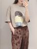 2026 Spring/Summer Cartoon Embroidered T-Shirt: Loose, Versatile, Round Neck, Casual Short Sleeve Top for Women