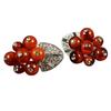 Temperament Red Beads Diamond Light Luxury Simple High-end Fashion Earrings Versatile Ear Clips 925 Silver Needle