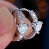Trendy Crystal White Blue Opal Stone Love Heart Hoop Earrings For Women Vintage Gold Silver Color Wedding Jewelry