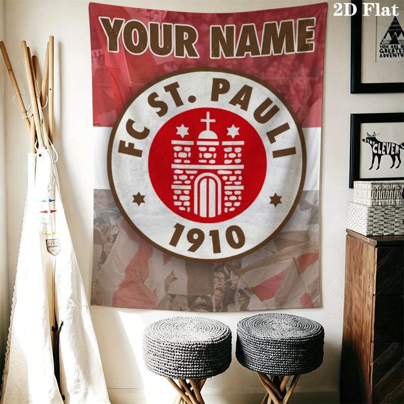 Custom Name St.Pauli Wall Tapestry Aesthetic Wall Hanging Printed Fabric Blanket Decorative Tapestries for Bedroom Living Room Home Decor