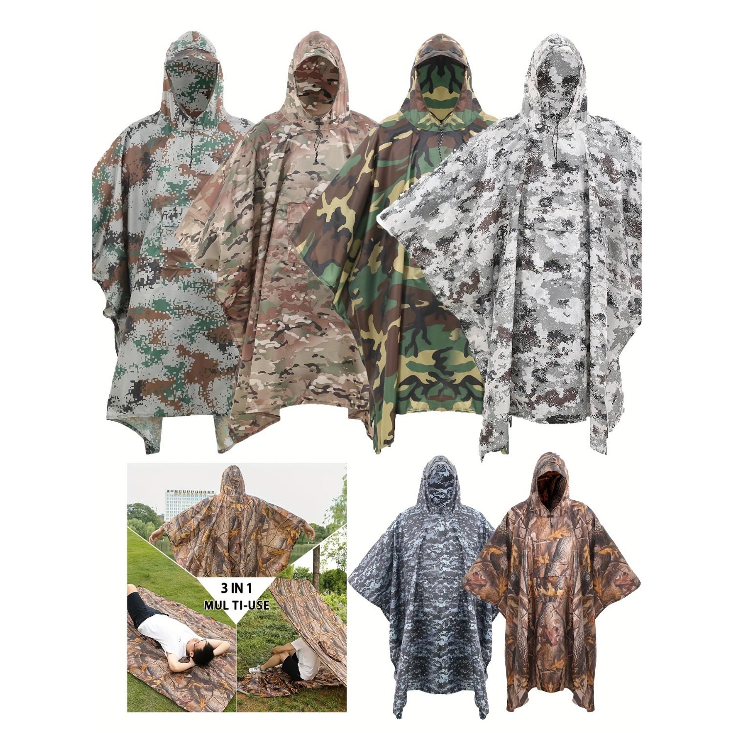 

Багатофункціональний водонепроникний плащ із камуфляжним малюнком і капюшоном, універсальне пончо для активного відпочинку на природі, підходить для використання на килимі чи в наметі One-size