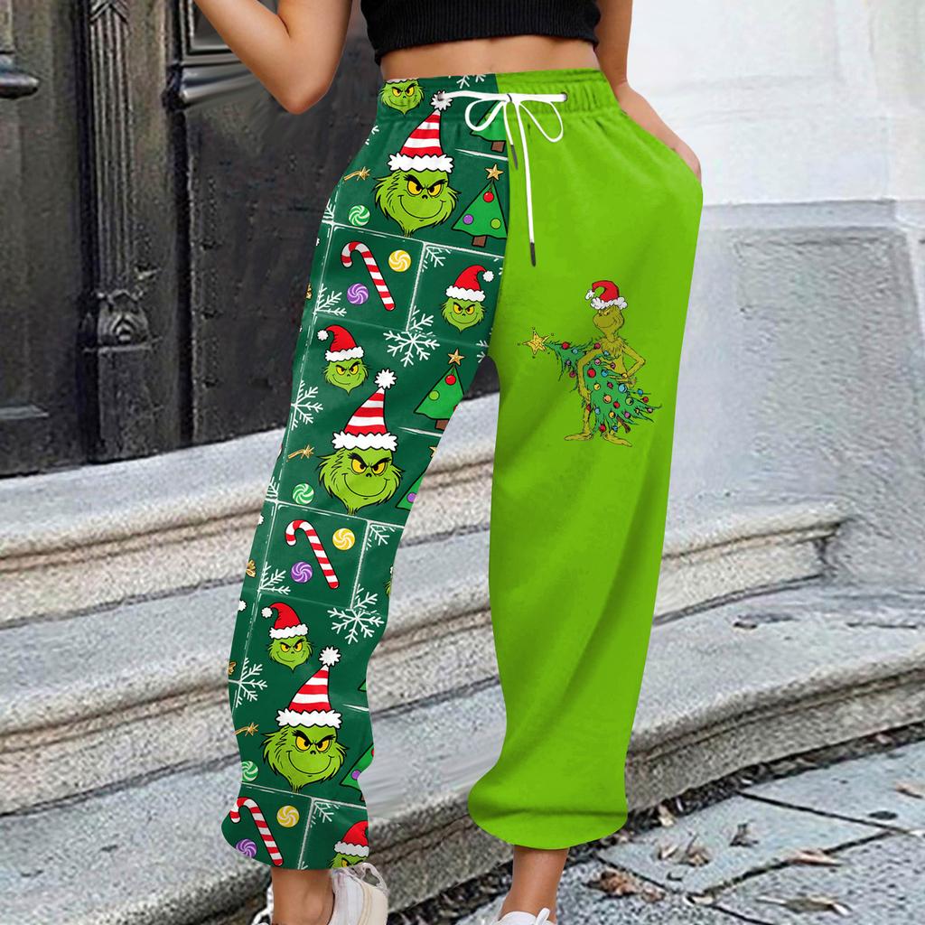 Women's Casual Fashion Christmas Printed Casual Sweatpants Elastic Waist Drawstring Pants