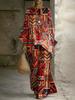 European and American retro bohemian suit exotic print loose top wide-leg pants temperament casual two-piece set