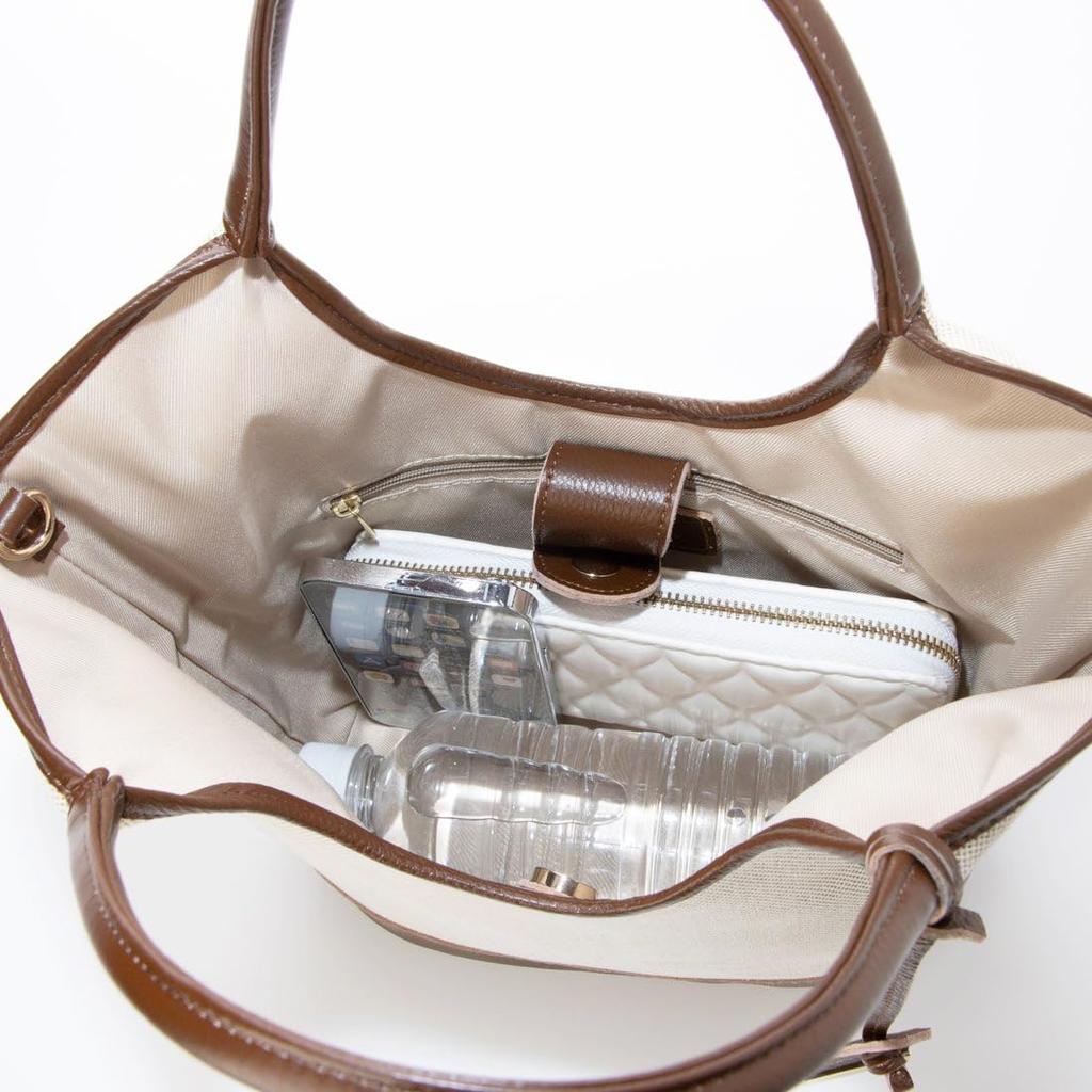 Canvas and Cowhide Trimmed Tote [Perche] 2-Way