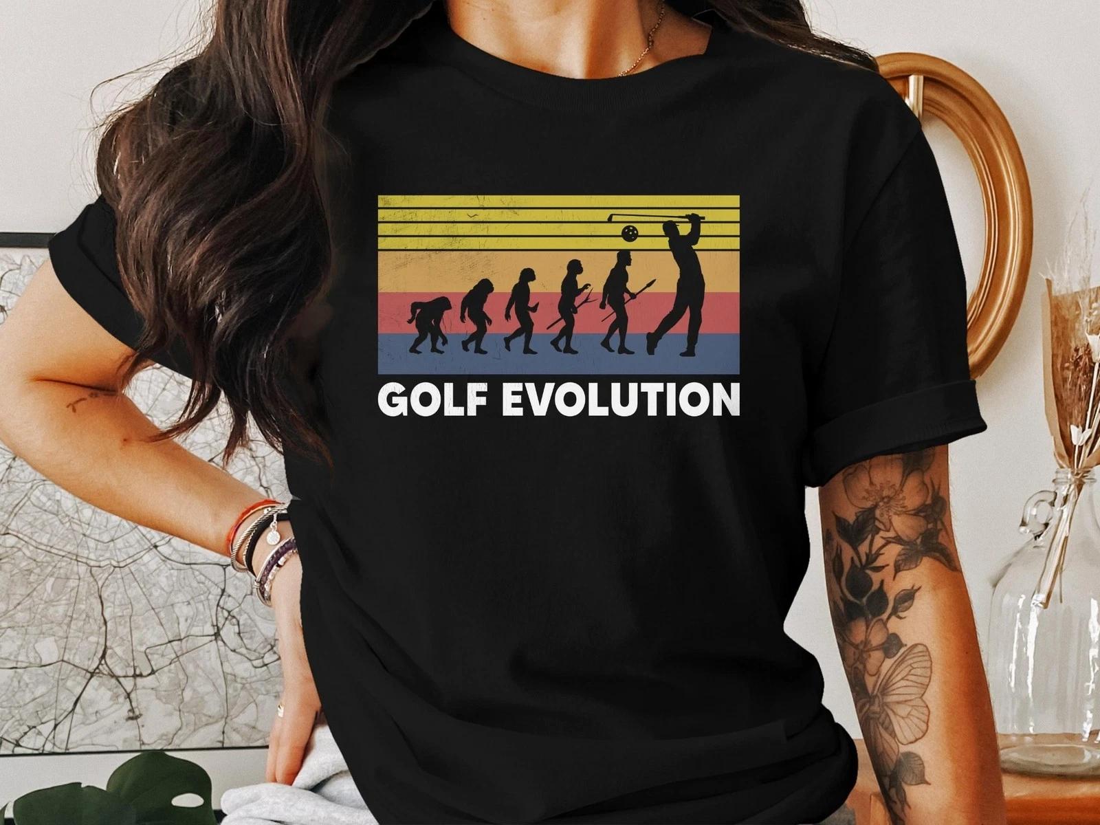 Golf Evolution T-Shirt Funny Golfer Gift Tee Retro Sports Humor Shirt Men 3XL