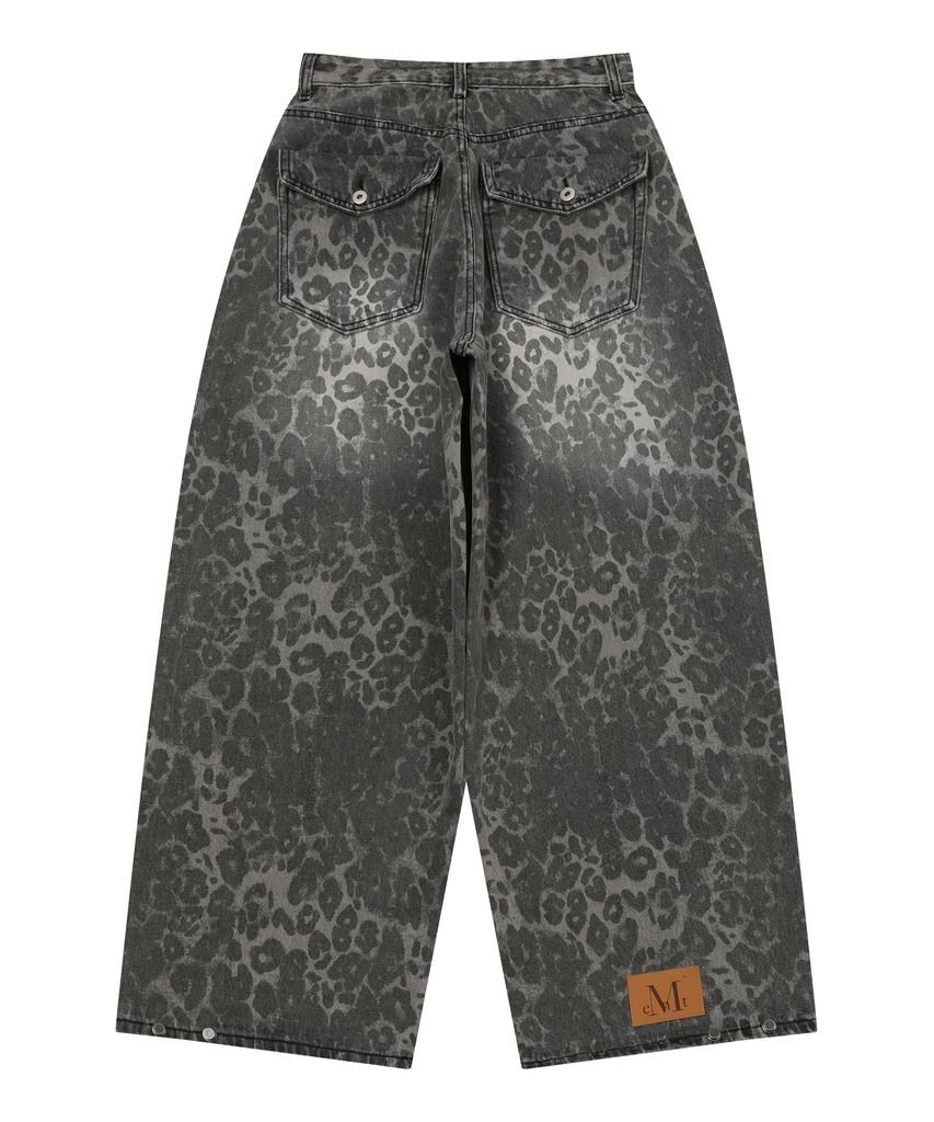 MUCENT Dit Snap Button Leopard Wide Pants