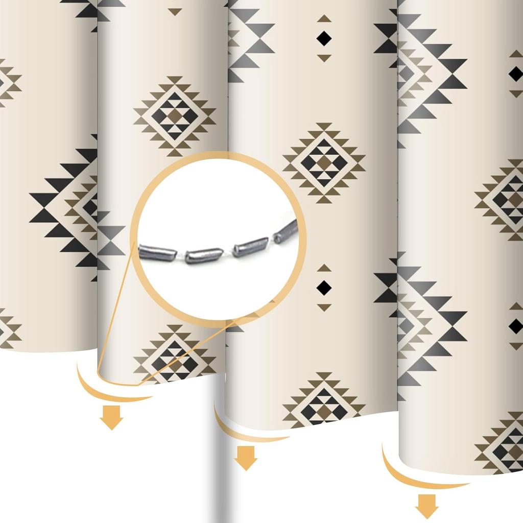 Schwarz Weiß Duschvorhang Southwest Boho Tribal Stoff Duschvorhänge Navajo Ethnisch Westlich Geometrisch Badezimmervorhang Badezimmer