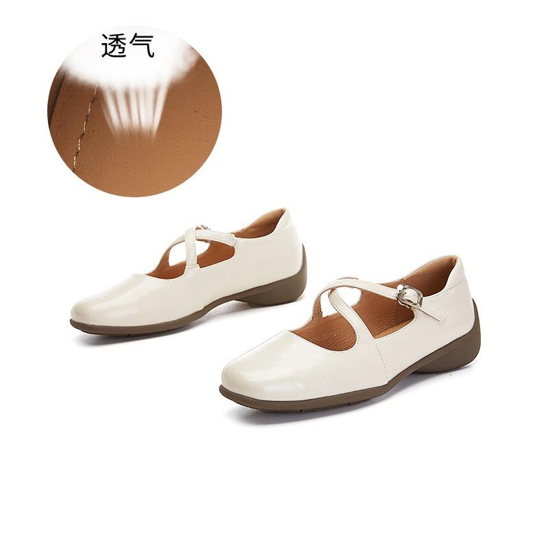 Leather sheepskin pad Mary Jane shoes women's spring new flat-bottomed fashion single shoes women's casual versatile small leather shoes