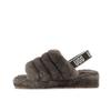 UGG  Fluff Yeah Slide Charcoal Women Sneakers Grey 1095119-CHRC