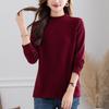Velvet Semi-High Neck Long Sleeve Women's Plus Size Autumn T-Shirt